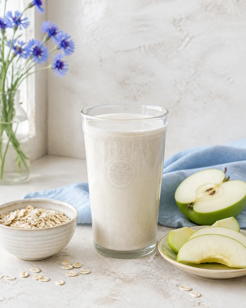 Apple & oat kefir ready to serve