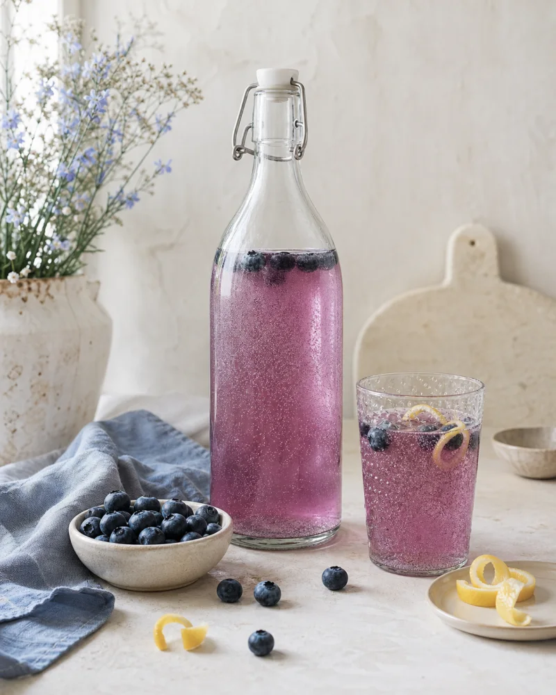 Blueberry & lemon kefir ready to serve