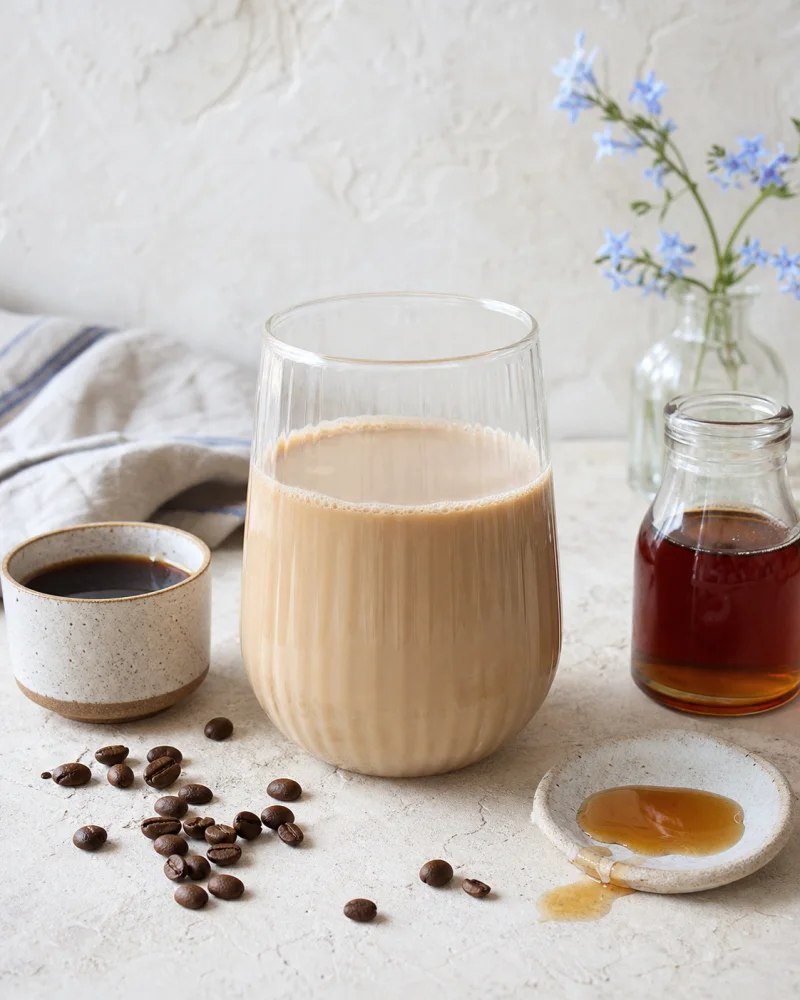 Coffee & maple kefir ready to serve