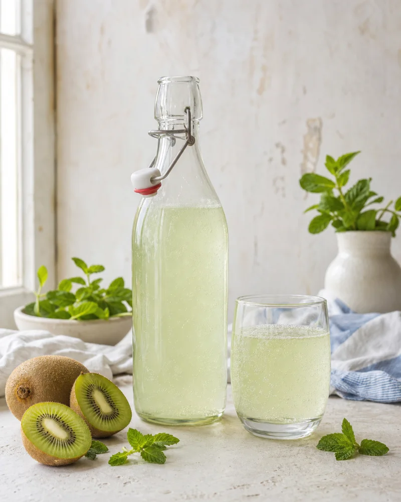 Kiwifruit & mint kefir ready to serve