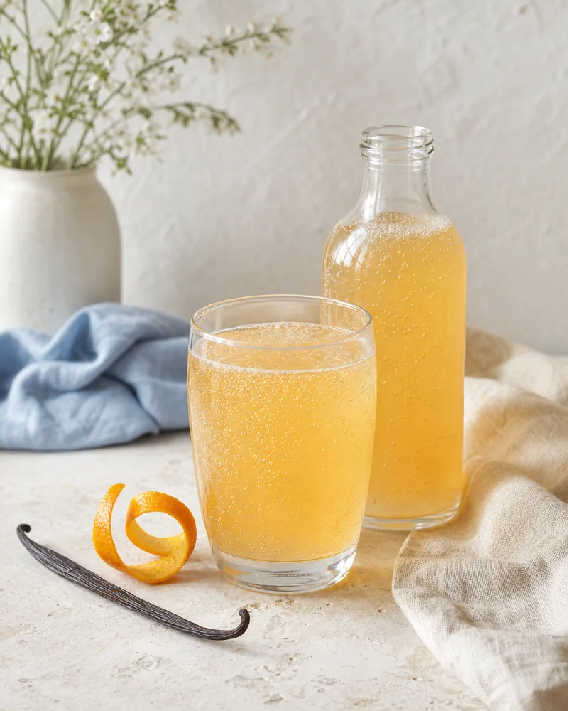Orange & vanilla cream soda kefir ready to serve