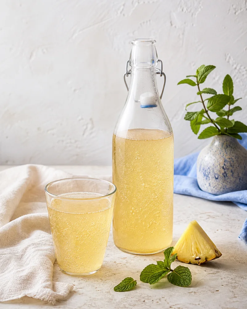 Pineapple & mint kefir ready to serve