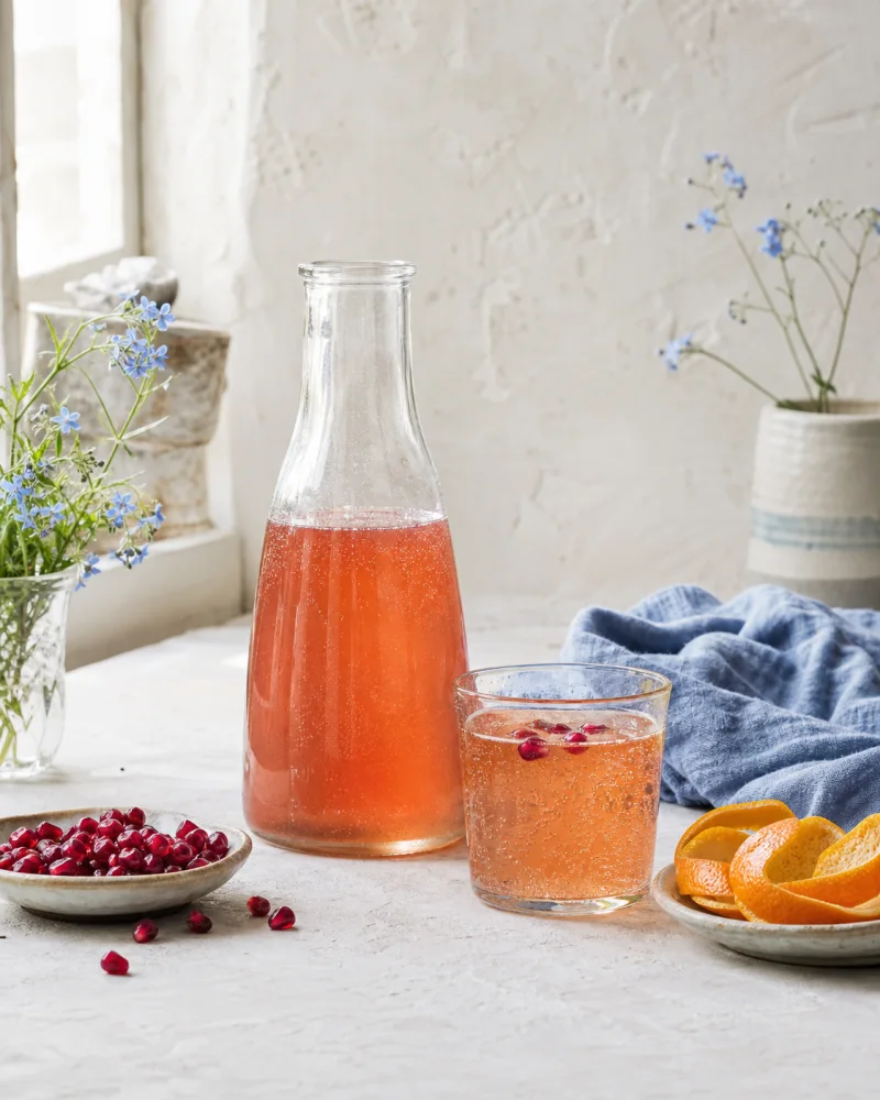 Pomegranate & orange kefir ready to serve